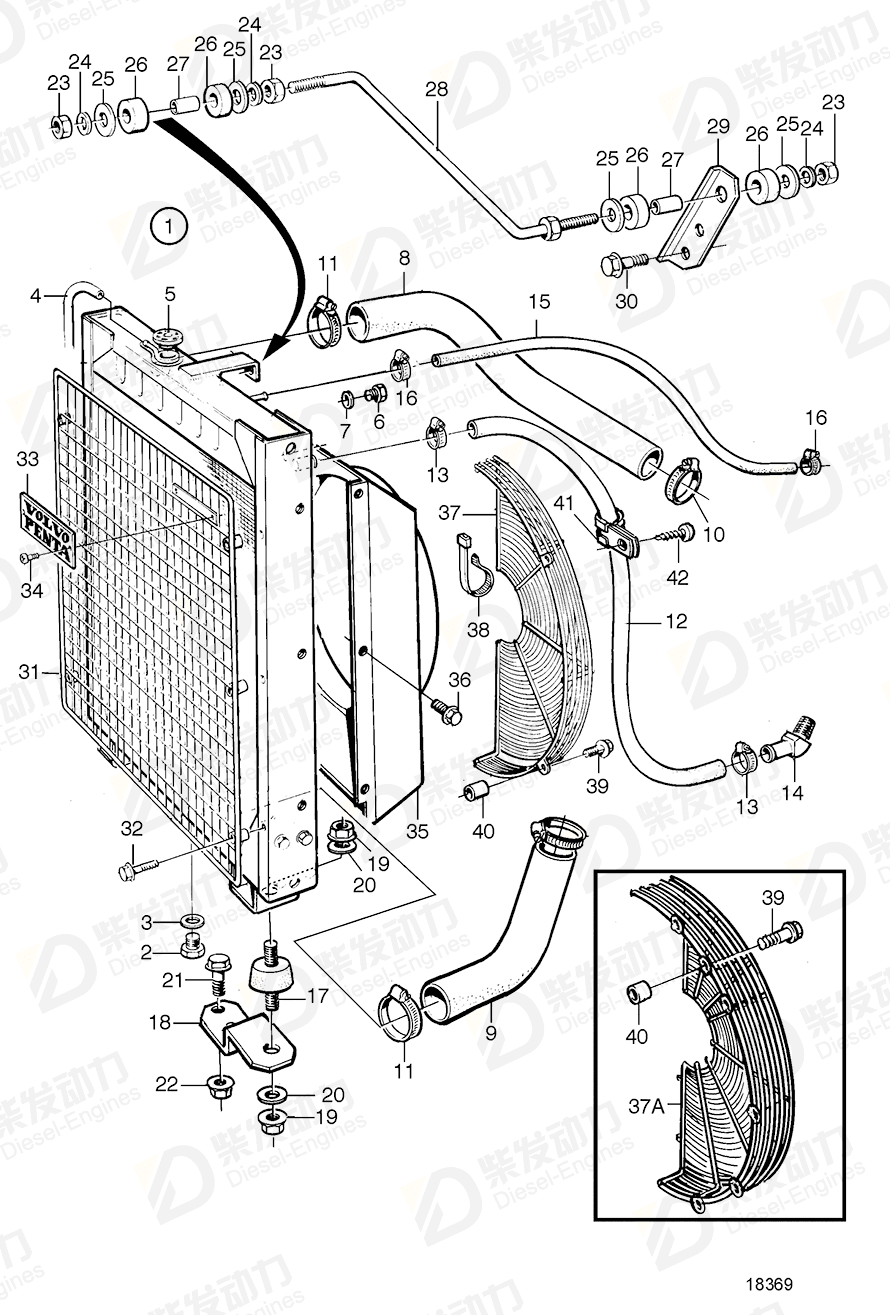 VOLVO Fan protector 865882 Drawing